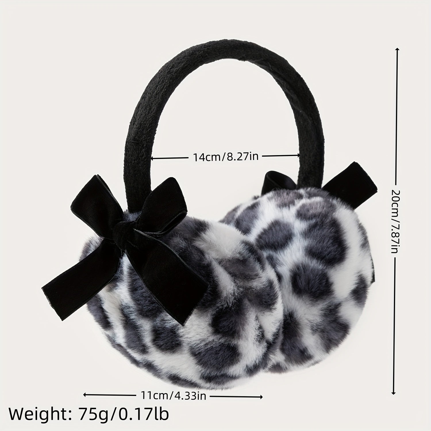 Leopard Print Plush Ear Muffs with Bow Detail - Warm & Cozy