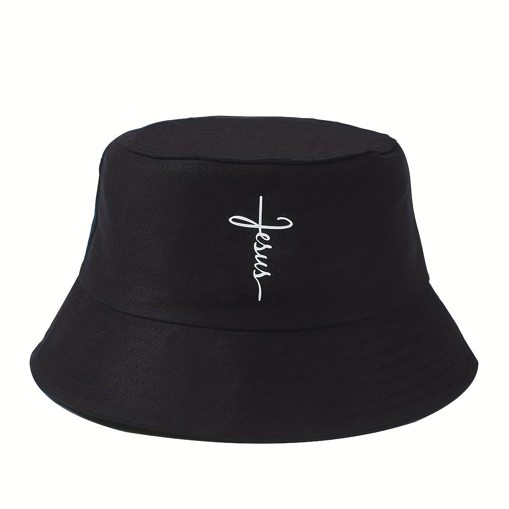 Faith Cross Print Bucket Hat Lightweight Adjustable
