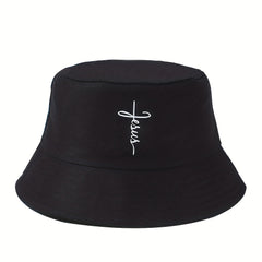 Faith Cross Print Bucket Hat Lightweight Adjustable