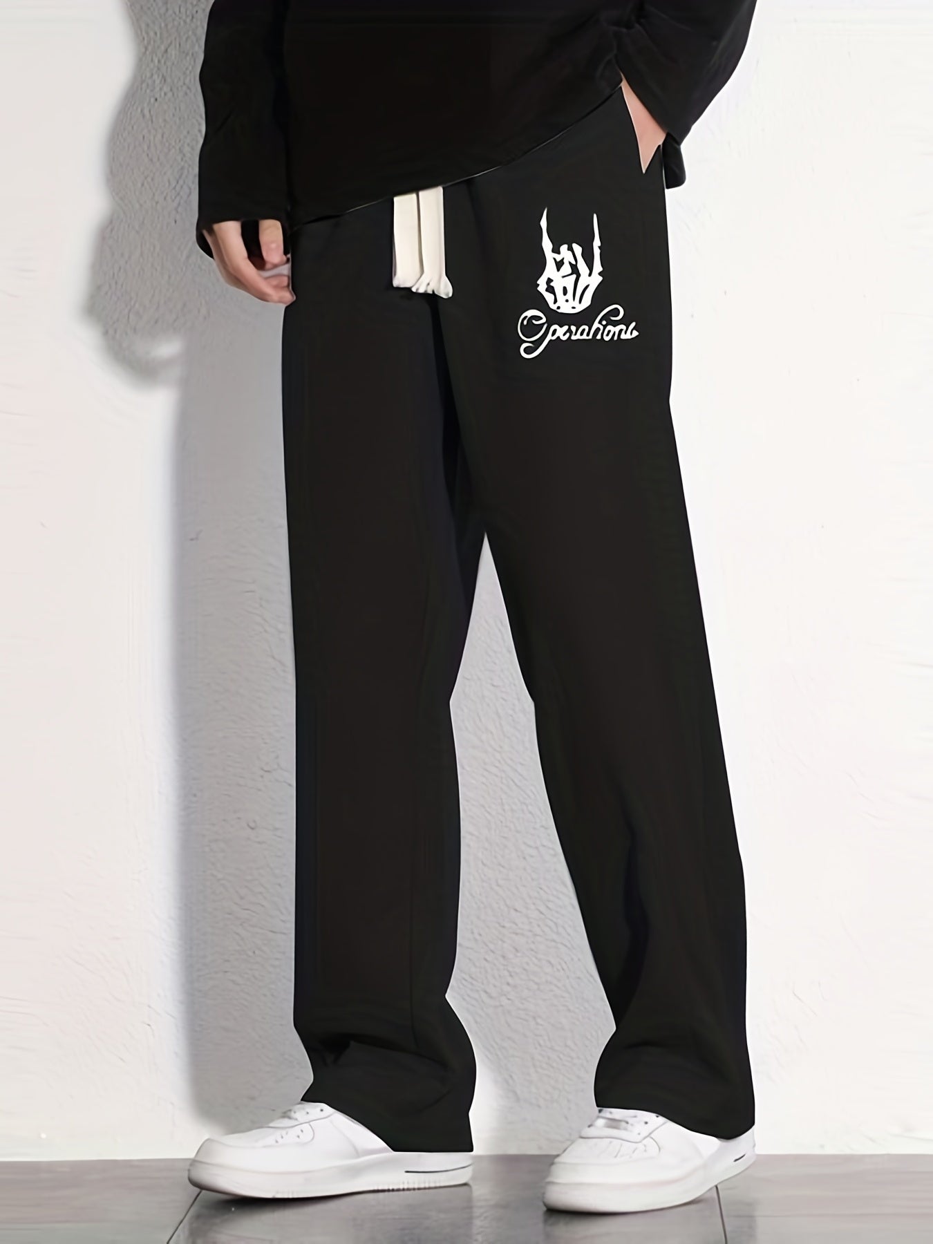 Graphic Print Joggers Men's Casual Loose Fit Drawstring Pants