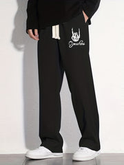 Graphic Print Joggers Men's Casual Loose Fit Drawstring Pants