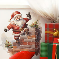 2pcs Christmas Wall Stickers Santa Claus Stickers Holiday Bedroom Decoration