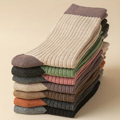 7 Pairs Colorblock Crew Socks Women's Stockings