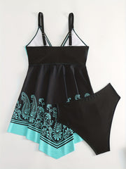 Women's Paisley Print Strappy Tankini Set