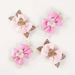 4pc Sequin Bow Hair Clips Set for Holiday Parties