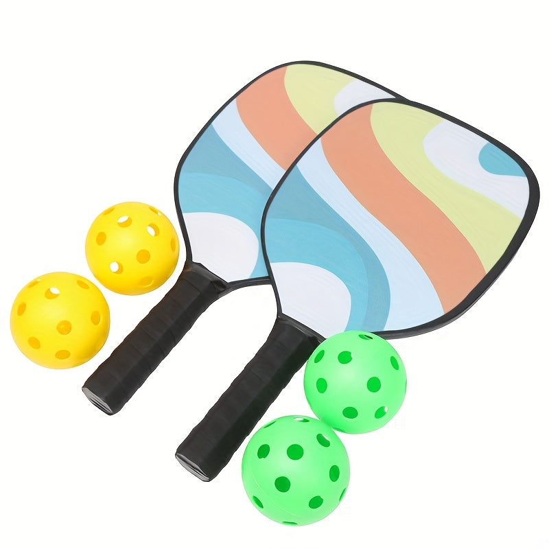 Wood Pickleball Paddles & Balls Set Outdoor Sports Training Racket