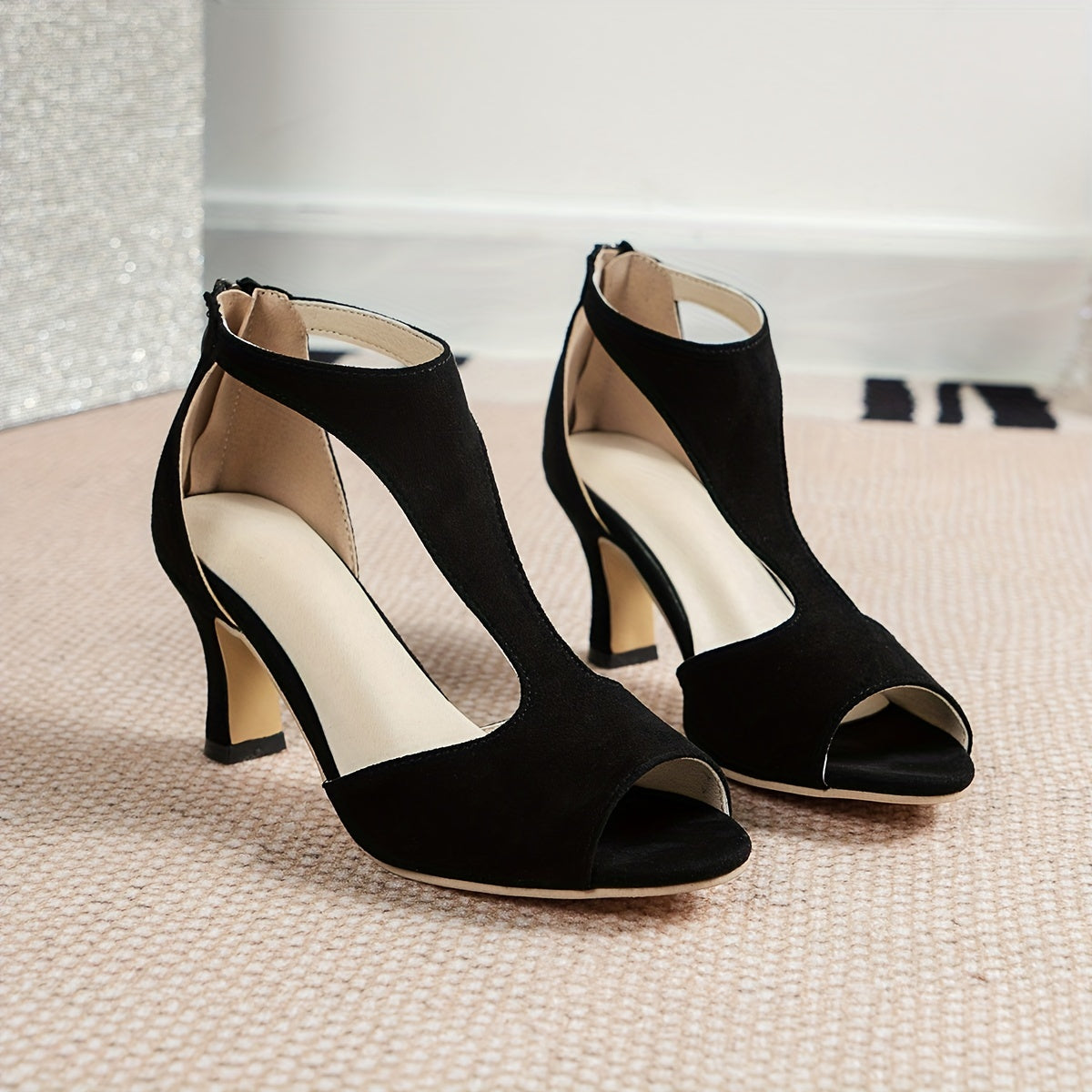 Stylish Cutout Block Heels Peep Toe Pumps Summer Heels