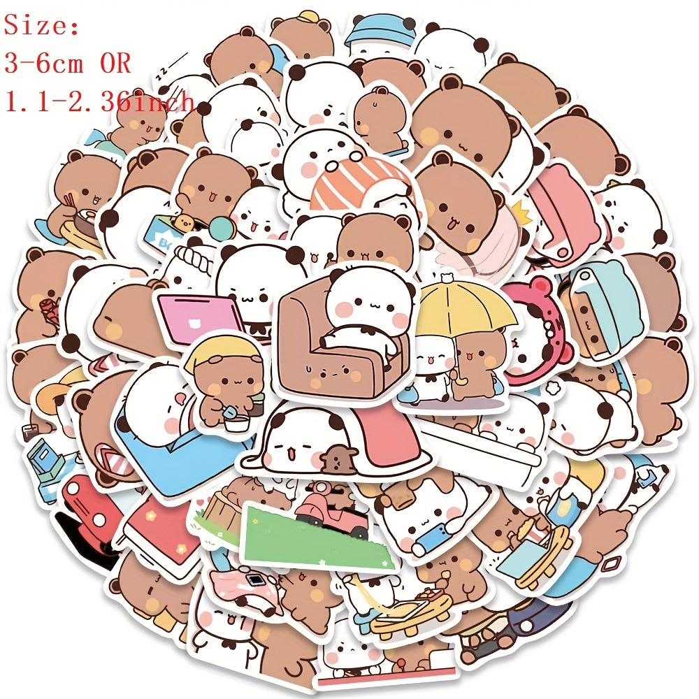 50pcs Cartoon Bears Graffiti Stickers No Repeat Waterproof Sticker