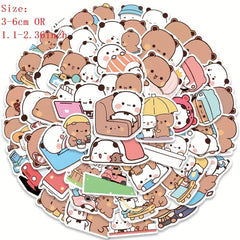 50pcs Cartoon Bears Graffiti Stickers No Repeat Waterproof Sticker