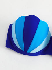 Sea Shell Shape Bikini Top Scallop Trim Bandeau Push Up Swimsuit Top