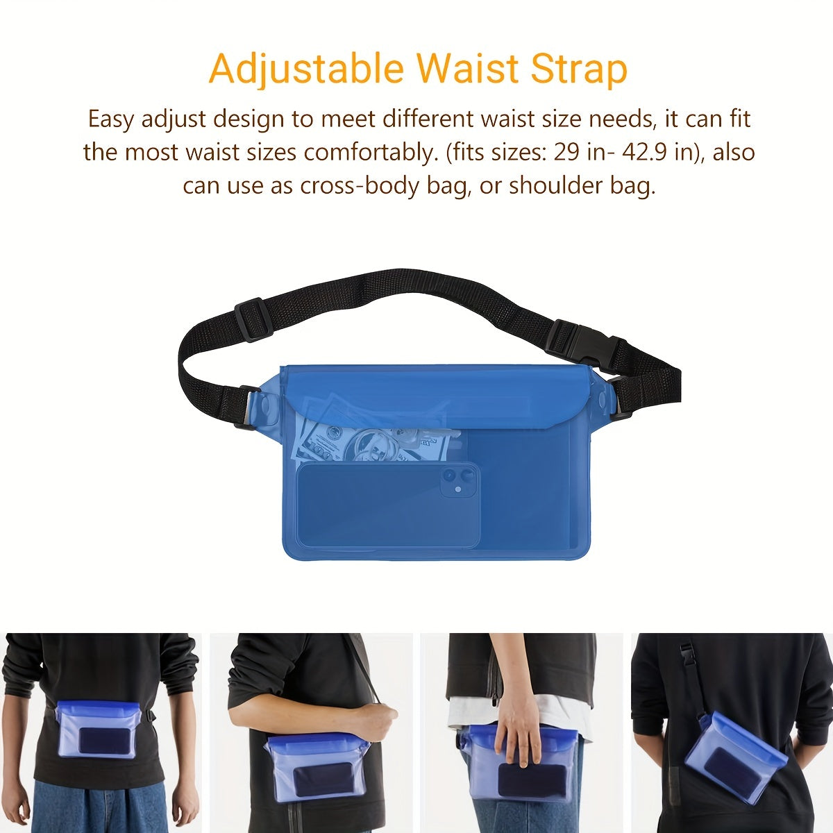 Waterproof Pouch Bag With Adjustable Waist Strap for Water Activities