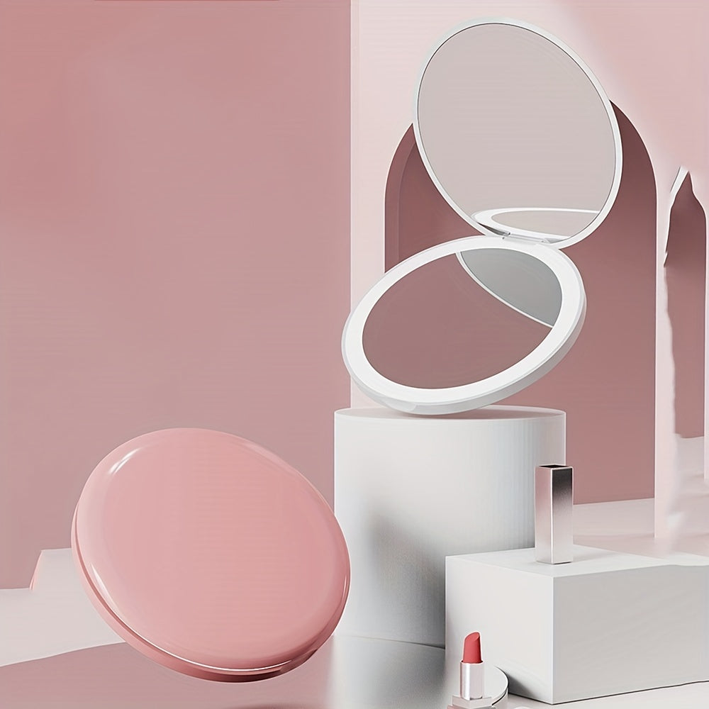 Mini LED Makeup Mirror Round Folding Portable Lighted Beauty Mirror