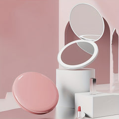 Mini LED Makeup Mirror Round Folding Portable Lighted Beauty Mirror