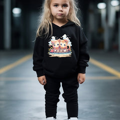 OERYUI Sweet Kitty Print Hoodies Pants Set For Kids Spring Fall