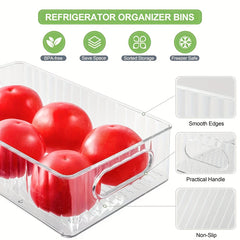 10pcs Stackable Refrigerator Organizer Bins Clear Kitchen Container