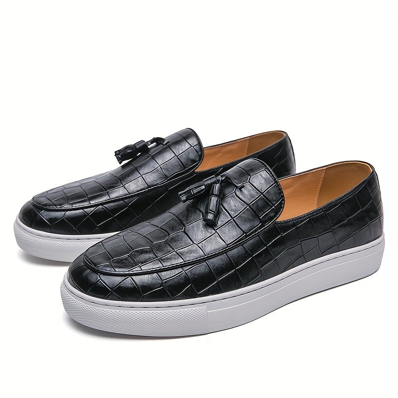 Women's Tassel Loafers Plaid Slip On Shoes Comfortable Walking Shoes
