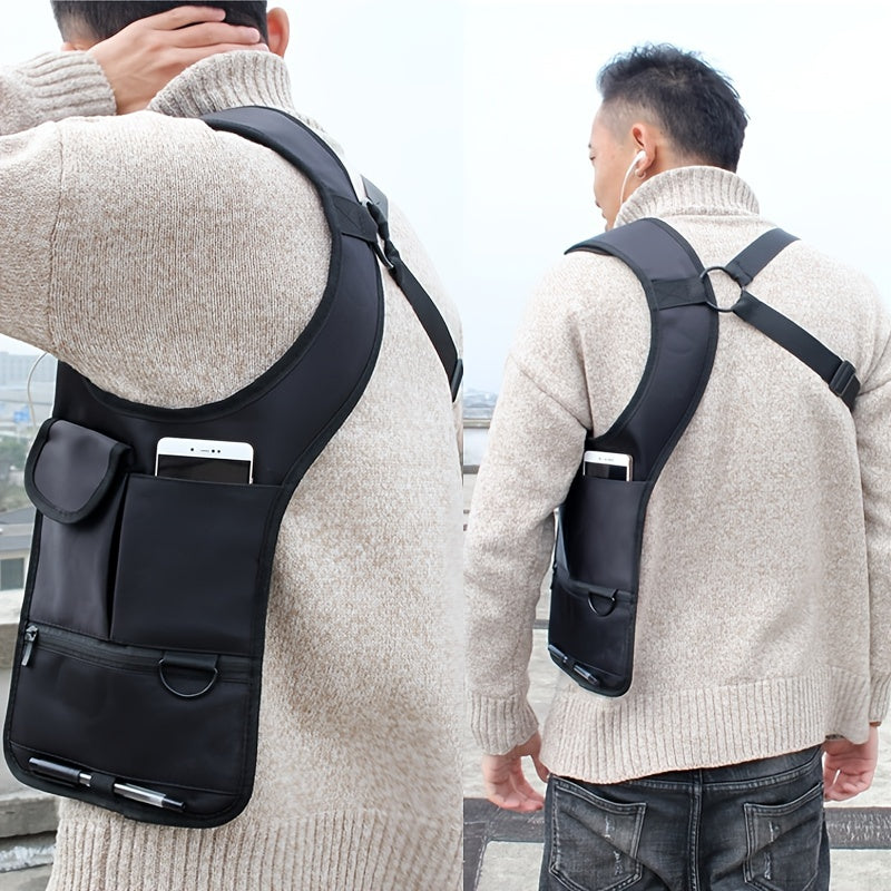 Anti Pry Hidden Underarm Bag Leather Tablet Card Holder Men's Chest Shoulder Bag