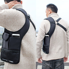 Anti Pry Hidden Underarm Bag Leather Tablet Card Holder Men's Chest Shoulder Bag