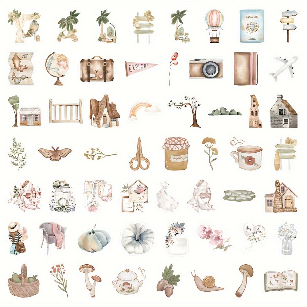 60 Pastoral Scenery Waterproof Stickers for Wall Car Book Luggage