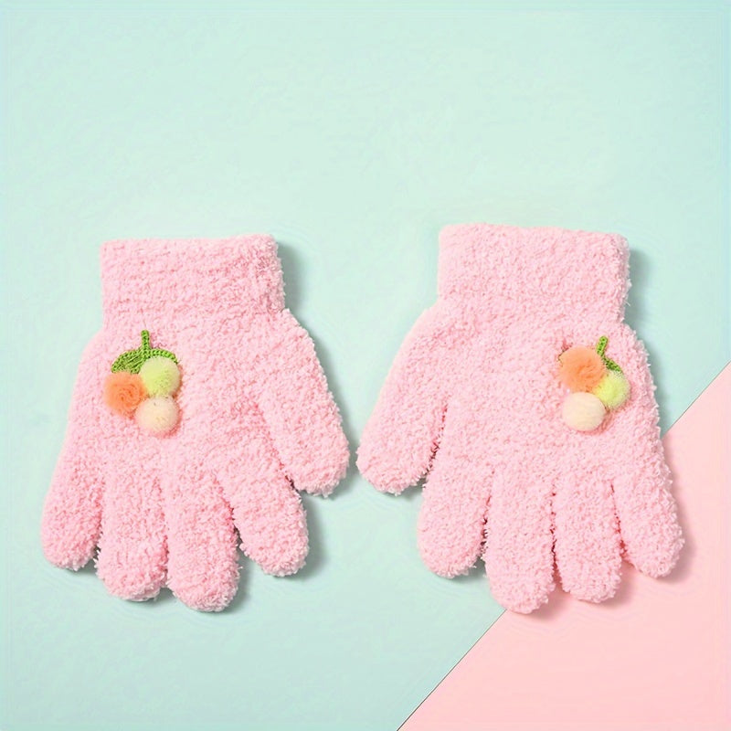 Children's Winter Knitted Gloves Cartoon Full Finger Gloves