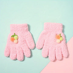 Children's Winter Knitted Gloves Cartoon Full Finger Gloves