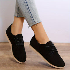 Women's Solid Flat Lace Up Low Round Toe Non slip Casual Outdoor Shoes