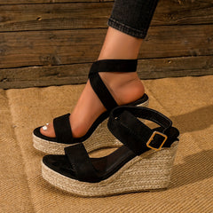 Women's Cross Strap Espadrille Wedge Sandals