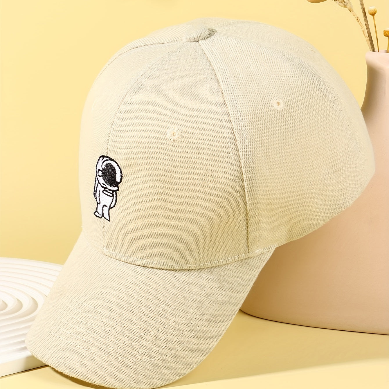 Astronaut Baseball Cap Beige Dad Hat Lightweight Adjustable Sun Hats