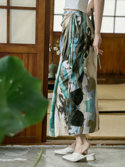 Tie Front Skirt All Over Print Vacation Skirt for Spring & Summer