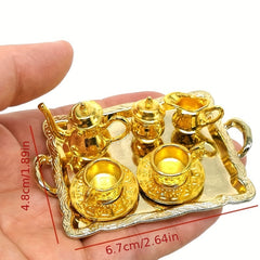 1:12 Dollhouse Furniture Metal Tea Cup Plate Set