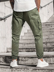 Men's Drawstring Cargo Pants Skinny Fit Jogger Pants