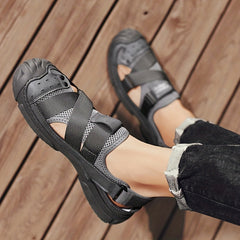 Men's Closed Toe Breathable Sandals Wear resistant Non Slip Beach Shoes Summer
