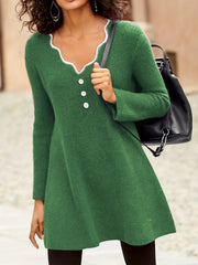 Colorblock Button Decor Knit Dress