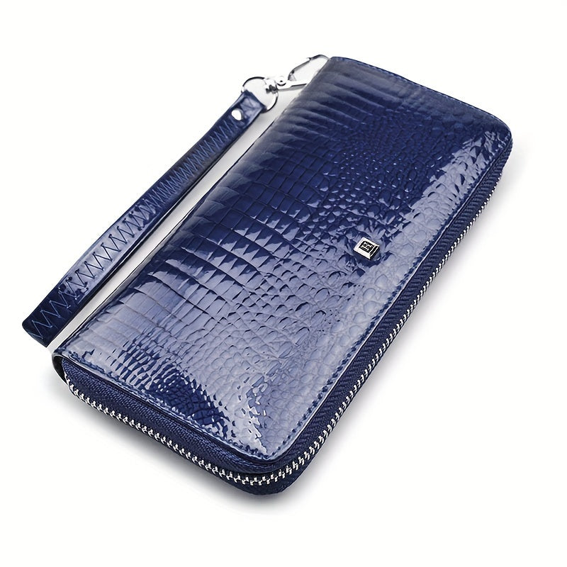Crocodile Pattern Leather Wallet Wristband Bag Women's Coin Purse