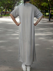 Colorblock Abaya Dress Short Sleeve Maxi Dress