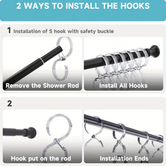 8pcs S Shaped Hook With Buckle Hanging Shower Curtain Coat Bag Hook