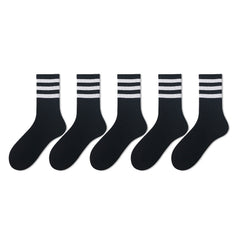 5 Pairs Striped Sports Socks Women's Stockings & Hosiery
