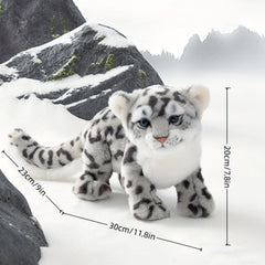 Realistic Snow Leopard Plush Toy 11.8in Faux Wildlife Stuffed Animal Soft Flanne
