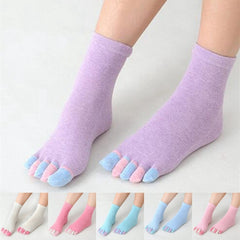 6 Pairs Women's Toe Socks Cotton Crew Sock Five Finger Socks