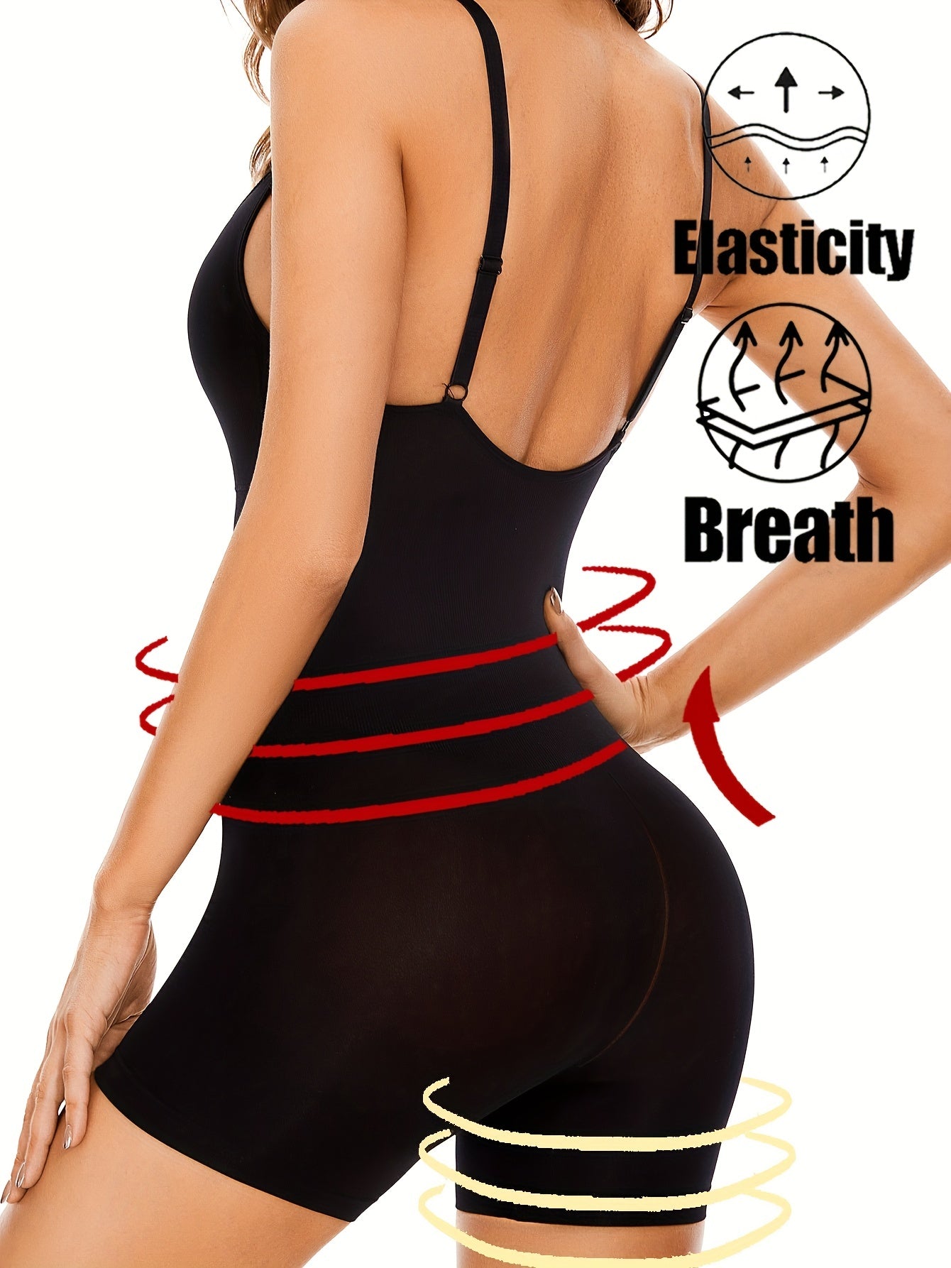 Slip Shaping Romper Tummy Control Butt Lifting V Neck Body Shaper