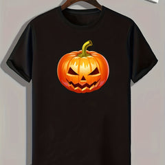 Halloween Pumpkin Print Men's Graphic T-shirt for Summer