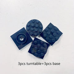 6Pcs 3 Sets MOC Building Blocks 4X4 Round Plate Turntable Base Connectors