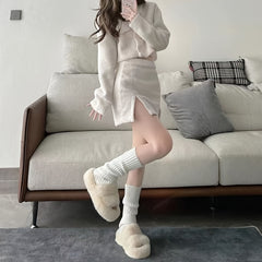 Ribbed Knitted Leg Warmers All match Socks Women's Stockings