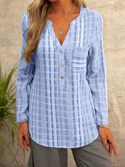 Striped Print Button Up Shirt Top