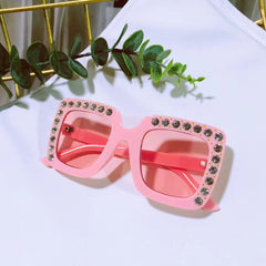 Girls Diamond Sunglasses Square Frame UV Protection for Outdoor Activities