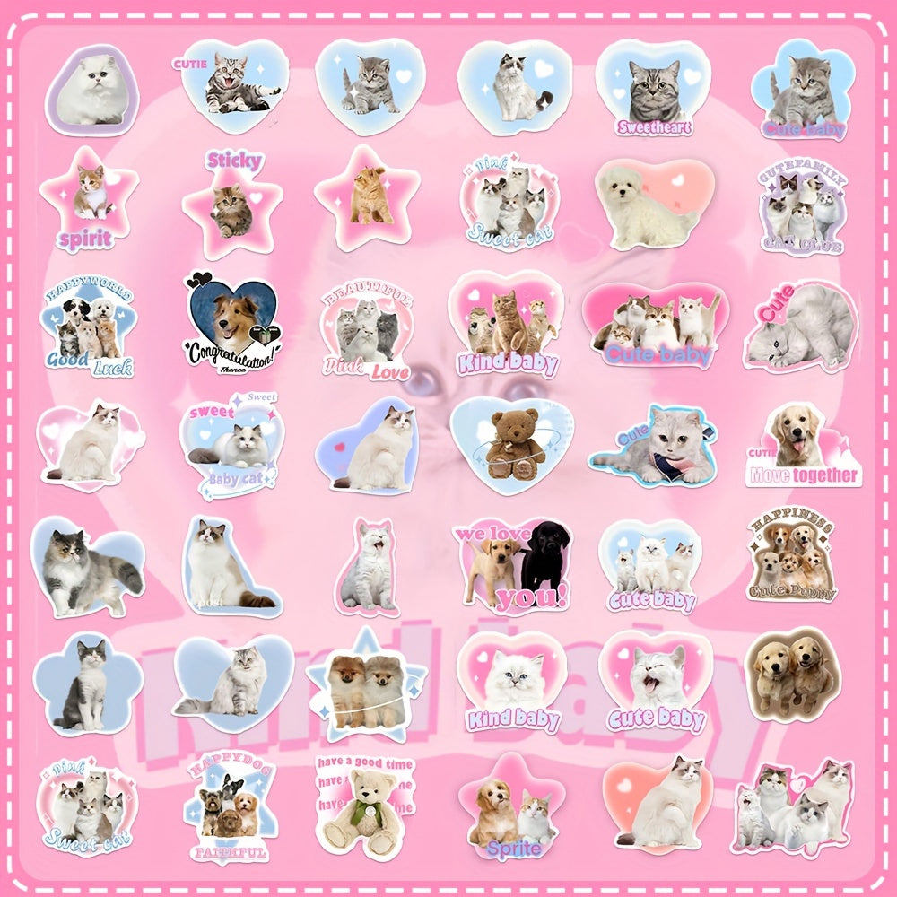 48pcs Cat & Dog Stickers Pack for Kids Laptop Luggage Notebook Bike