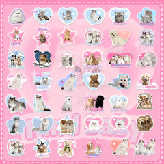 48pcs Cat & Dog Stickers Pack for Kids Laptop Luggage Notebook Bike