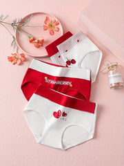 4pcs Letter & Heart Print Briefs Women's Panties