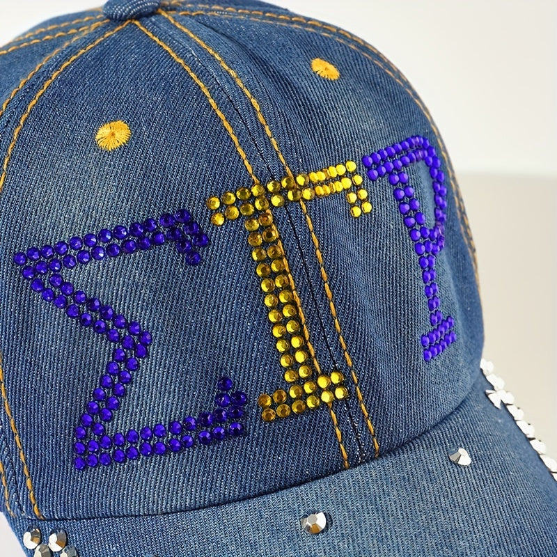 Rhinestone Denim Baseball Cap Distressed Dad Hats Y2K Sun Hats