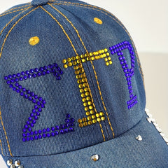 Rhinestone Denim Baseball Cap Distressed Dad Hats Y2K Sun Hats